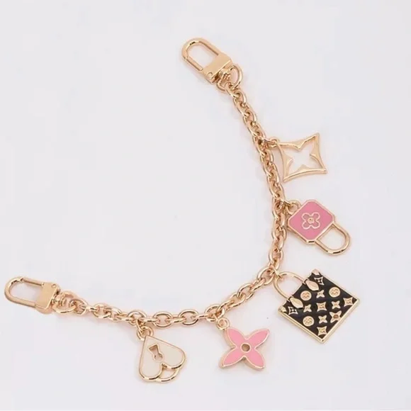 Handbag Accessories Charm , Horse, and Pink Cream Green Scarf. - Picture 2 of 5